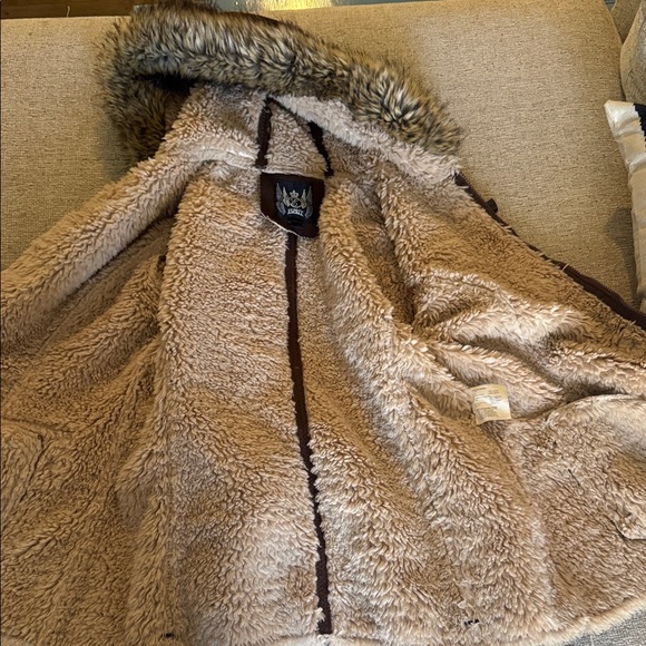 Women's Brown Faux Fur Trim Jacket - Picture 11 of 11